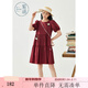 紫涵（ZIHAN）紫涵甜美少女連衣裙夏季新款多巴胺穿搭小個(gè)子圓領(lǐng)泡泡袖短裙 復古紅 L