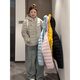 燦圖韓系排骨羽絨棉服女冬季修身顯瘦輕薄棉衣外套高級感情侶連帽棉襖 淺灰色 M 【建議90-110斤】
