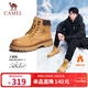 駱駝（CAMEL）王俊凱同款冬加絨戶(hù)外工裝馬丁大黃靴男 G122W7757TR 金黃 42