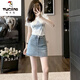 啄木鳥(niǎo)（TUCANO）時(shí)尚氣質(zhì)休閑牛仔半身裙短袖體恤套裝女夏季2026新款包臀裙兩件套 白色短袖體恤+藍色牛仔半身裙 M