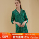 金三塔真絲睡裙桑蠶絲圓點(diǎn)印花BF風(fēng)外穿時(shí)髦襯衫式睡裙家居服YSFBA326 綠底波點(diǎn)3132   XL