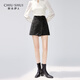 秋水伊人國風(fēng)雪尼爾裙褲2025年冬季新款高腰顯瘦復古休閑短褲 黑色 S