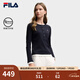 FILA 斐樂(lè )官方女子針織長(cháng)袖T恤25冬新款時(shí)尚經(jīng)典休閑修身亨利衫打底衫 傳奇藍-NV L 170/88A/L