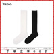 Tabio小腿襪女2雙裝春秋高筒襪黑色顯瘦襪子百搭日系長(cháng)筒襪及膝襪長(cháng)襪 【白色+黑色】 2雙 均碼 (22.5-24.5cm)