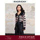 MAXRIENY【商場(chǎng)同款】條紋彼得大翻領(lǐng)針織拉鏈開(kāi)衫秋冬上衣女 粉條紋 M 02