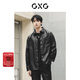 GXG男裝  城市回溯黑色柔軟皮衣暗紋滿(mǎn)印翻領(lǐng)襯衫外套秋季 黑色1 L