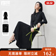 對白經(jīng)典POLO領(lǐng)黑色連衣裙女2025秋季新款高級感顯瘦A字針織長(cháng)裙 靜謐黑 S