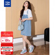 唐獅2025夏女提花氣質(zhì)牛仔背帶裙
