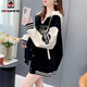 AEMAPE外套女2026新款春秋季棒球服外套女連帽韓系寬松學(xué)生休閑夾克外套 黑色_  XL _125-160斤