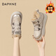 DAPHNE達芙妮厚底高幫板鞋女加絨加厚保暖棉鞋2025冬季新款增高百搭休閑女鞋 金色 加絨 跟高4.5cm 37 (235mm)