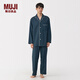 MUJI男式 無(wú)側縫法蘭絨睡衣男士家居服男款純棉套裝25年冬季 FB0ZDC5A 藏青色 XL (上裝180/104A下裝180/92A)