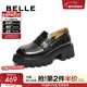 百麗（Belle）牛皮樂(lè )福鞋女商場(chǎng)款JK學(xué)院風(fēng)厚底小皮鞋百搭A5W1DCA4 黑色 39 (245mm)
