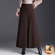 羊毛呢加厚闊腿褲子冬季女保暖舒適通勤裙褲冬新款爆款女士休閑褲 咖色 厚款 4XL /2尺5-32碼