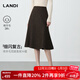 藍地（LANDI）[細閃復古]深棕綿羊毛高腰魚(yú)尾毛呢半裙女中長(cháng)款2025冬新品 深咖 L