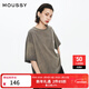 moussy【新復古回潮】 美式復古風(fēng)街頭感做舊短袖T恤010HSQ90-0550 021淺黑色 均碼