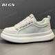 BFGN品牌牛皮男鞋2025秋冬季新款板鞋男士運動(dòng)休閑鞋子男透氣小白鞋男 白色【皮面】-高端男鞋 41 皮鞋碼