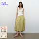 BLUE ERDOS裙褲女春夏新款簡(jiǎn)約休閑格紋舒適親膚涼爽高腰闊腿褲九分褲 芥綠格紋 S (160)