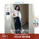 茵曼（INMAN）復古分割設計牛仔裙洗水A字寬松顯瘦半身裙子 深牛仔藍 M