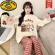 G.duck12女大童睡衣女孩春秋季13歲少女長(cháng)袖14純棉15高初中學(xué)生家居服16 1510紅格小熊 155 女S碼【60-80斤】