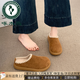 啄木鳥(niǎo)厚底毛毛勃肯鞋女半拖冬季外穿2025新款爆款一腳蹬懶人加絨棉拖鞋 駝色 37 (235mm)