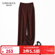 科蒙博卡2025秋冬新款休閑喇叭褲女裝通勤百搭褲子純色簡(jiǎn)約直筒長(cháng)褲 紅棕色 L