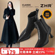 ZHR細跟短靴冬季女鞋復古氣質(zhì)高跟鞋增高尖頭及踝靴子 BQ150A黑色36