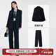 達佳詩(shī)黑色西裝套裝女職業(yè)正裝女士西服外套通勤高級感大學(xué)生面試小個(gè)子 黑色套裝【一?？畚餮b外套+西褲】 L 【適合115-125斤可穿】