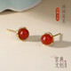 宮典紅瑪瑙琺瑯花苞耳釘女正品純銀耳飾獨特漂亮高級感耳環(huán)新年禮物
