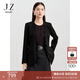 玖姿·安娜蔻【醋酸系列】簡(jiǎn)約便西墊肩休閑西裝外套女2024春款 素黑 S
