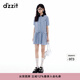 DZZITdzzit地素連衣裙25夏新款藍色格子小翻領(lǐng)航海穿搭裙子女 深藍色（連衣裙) S