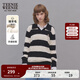 Teenie Weenie小熊春季簡(jiǎn)約學(xué)院風(fēng)休閑舒適V字翻領(lǐng)寬條紋毛衣針織衫 撞色 L (170)