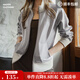 馬登女裝 格雷系空氣層立領(lǐng)衛衣秋季運動(dòng)休閑棒球夾克開(kāi)衫上衣外套 椒鹽灰 M