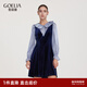 歌莉婭絲絨連衣裙女2025新款秋季重要場(chǎng)合假兩件小裙子1E4R4H3FA 99U深藍 S