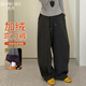 帛芮女款加絨彎刀褲子2025年最新款休閑褲秋冬加厚闊腿褲寬松香蕉衛褲
