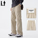 :CHOCOOLATEit美式潮牌直筒工裝褲男士春秋新款黑色休閑褲寬松 卡其色常規2XL