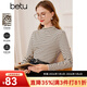百圖betu女裝秋季新款衛衣女士高彈力半高領(lǐng)修身長(cháng)袖T恤2309T36 黑白條 M