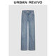 UR2026春季新款女裝氣質(zhì)水洗直筒棉質(zhì)超長(cháng)牛仔長(cháng)褲UWM860023
