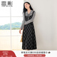 香影復古格子假兩件連衣裙女2026春季新款收腰拼接學(xué)院風(fēng)中長(cháng)裙子 深灰 M 160/84A/95-110斤