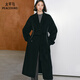 太平鳥(niǎo)女裝毛呢大衣甄絨系列浴袍式2.0女雙面毛呢外套D 黑色 M