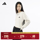 adidas三條紋休閑簡(jiǎn)約寬松長(cháng)袖T恤男女秋季阿迪達斯輕運動(dòng)   米白   M