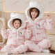 兒童睡衣女童冬季母女三層夾棉加絨加厚中大童KT貓家居服親子套裝 連帽拉鏈-三層夾棉-CMG#34269# KT貓 130 16碼【身高130-140cm體重50-60斤】