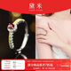 黛米 情冠 老燒紅寶石戒指騏驥紅女戒S925銀開(kāi)口戒圈新年禮物