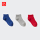 優(yōu)衣庫童裝男童女童襪子/3雙裝短襪純色襪子478610 65 寶藍色 6-8歲 /M/L/20～24 cm(大童)