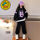 G.duck女童衛衣套裝春秋2024新款洋氣女大童春裝兒童秋季韓版寬松兩件套 黑色套裝【春秋款】 160 cm