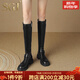 SGJ國際奢侈品牌長(cháng)靴女復古粗跟2025年秋冬新款皮面顯瘦高筒騎士靴 黑色 單里【精美l禮盒】 38