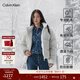 Calvin KleinJeans【防風(fēng)防水】秋冬男女情侶ck耐磨滿(mǎn)印立領(lǐng)90絨面包服羽絨服 YBI-牛乳白 M