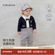 babylove嬰兒連體衣春秋季純棉哈衣男寶寶紳士風(fēng)周歲禮服假兩件衣服 紳士學(xué)院-藍灰 90cm
