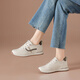 波爾諦奇（BOERDIQI）頭層牛皮春新款拼色軟底小白鞋舒適厚底休閑運動(dòng)女鞋 米咖 37