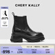 CHERY KALLY【月影搖曳】輕奢厚底切爾西靴女2025新款真皮粗跟時(shí)尚短靴 CHERY&KALLY 黑色 36