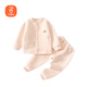 貝瑞加（Babyprints）嬰兒家居服套裝男女寶寶夾棉保暖內衣柔軟上衣褲子 粉100